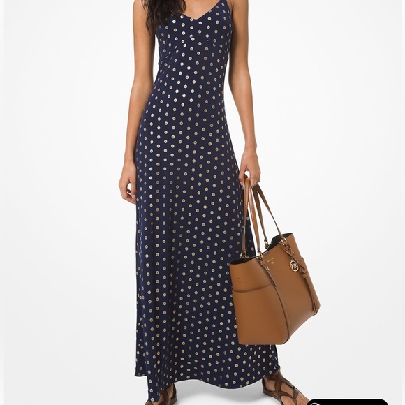 Michael Kors Dresses & Skirts - Michael Kors Women’s Navy and Gold Maxi Dress Size XS